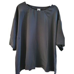 M Missoni Black Silk oversized black blouse size Large short sleeve Minimalist
